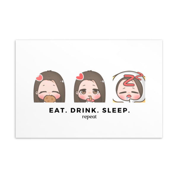 hyunee eat drink sleep postcard